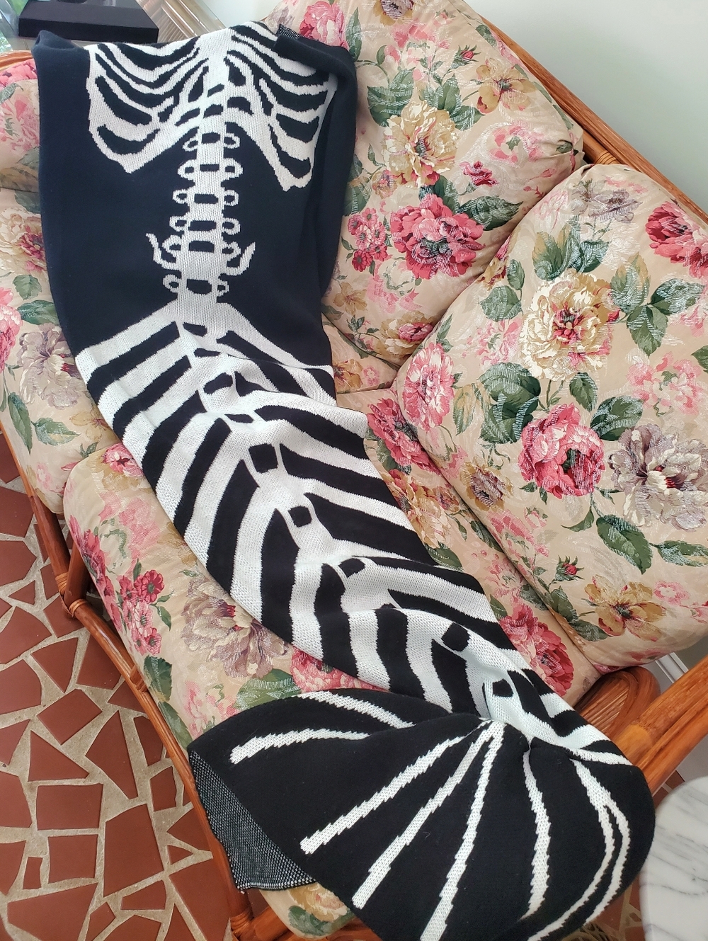 Gothic Skeleton Mermaid Blanket Adult Size - Picture 2 of 8